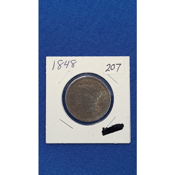 United States 1848 Braided Hair Large Cent 
