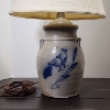 Image 9 : Nice 1986 Rowe Pottery Works Crock Lamp Ft. Beautiful Bird Painted On Side ~ With Shade