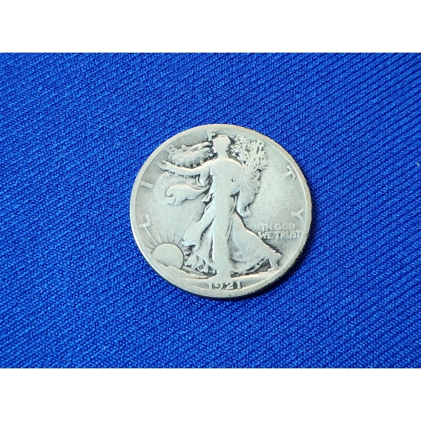 Rare Key Date! 1921-S Walking Liberty 90% Silver Half Dollar - Mintage 548,000
