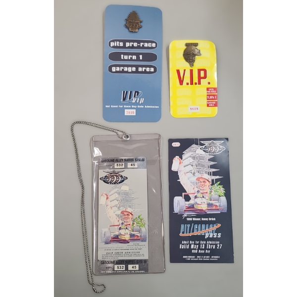 Vintage 2000 Indianapolis 500 Race Tickets & Indianapolis Motor Speedway Pit And Garage Badges 