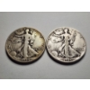 Image 2 : Two Walking Liberty 90% Silver Half Dollars ~ 1943 & 1945 ~ $1.00 Face Value
