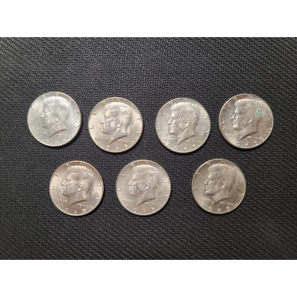 (7) 1965 40% Silver Kennedy Half Dollars - Face Value: $3.50