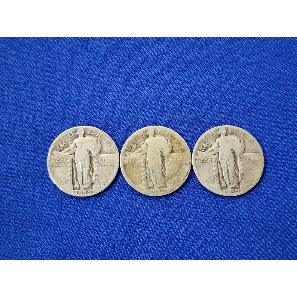 x3 United States Standing Liberty Quarters: 1930, 1925, 1930