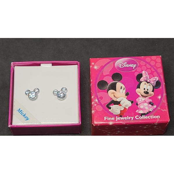 Sterling Silver Disney "Mickey Mouse" Studded Earrings With Clear Stones - Weight: 1.4g