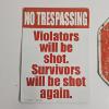 Image 2 : Humorous Novelty Warning Plaque and a Vintage-Style Distressed Stop Sign