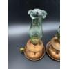 Image 2 : 2 Beautiful Oil Lamps with Flared Globes - ~8 inches tall