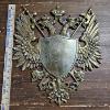 Image 2 : Vintage 16" Brass Double Headed Eagle Crest Wall Plaque
