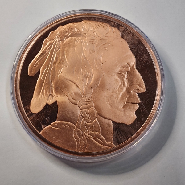 Five Ounce AVP .999 Fine Copper Indian Head Buffalo Round - Large Round 