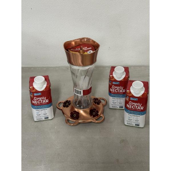 More Birds 11" Oz Nectar Capacity 9" Copper Twist Hummingbird Feeder - Brand New 