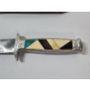 Image 5 : Vintage Hunting Knife With Detailed Stone Details Handle and Leather Case