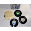 Image 1 : Vintage Platter-Pak No. 740 Blue & White Checkered 45 RPM Case Including over 30 Records!