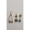 Image 2 : 10K Yellow Gold Pendant/Stud Back Earring & 10K White Gold Stud Back Earring -Total Weight: 0.9g