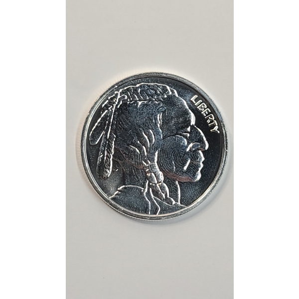 One Troy Ounce .999 Fine Silver Indian Head Buffalo Round - Mint Condition