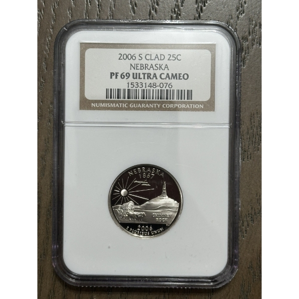 NGC PF69 Ultra Cameo 2006-S Clad State Quarter - Nebraska