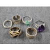 Image 1 : Six Assorted Sterling Silver Rings Ft. Lovely Green Stones & Large Purple Stone ~Weighing 28.2 Grams