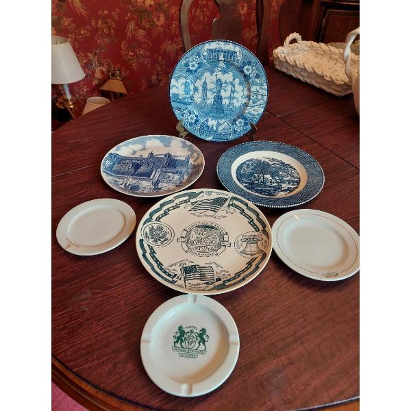 7 Pc Historical Themed Plates / England / USA / Plus Smalls - See Pics