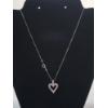 Image 1 : Beautiful 14K White Gold 19" Necklace with 14K Heart Pendant with Pink Gemstones - TW: 3.1g