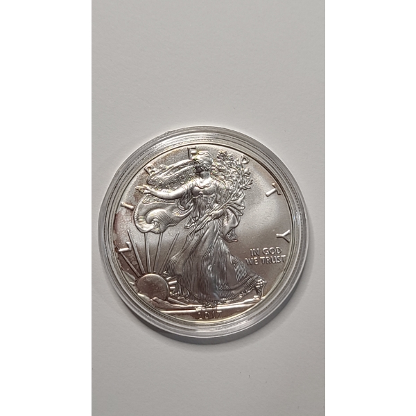 United States 2017 1 Oz .999 Fine Silver American Eagle In Coin Capsule