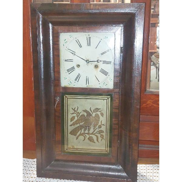 Antique Patriotic Themed "Southern Clock Co. Wooden OGEE Clock - With Key - 26 x 16 x 4.5 Inches