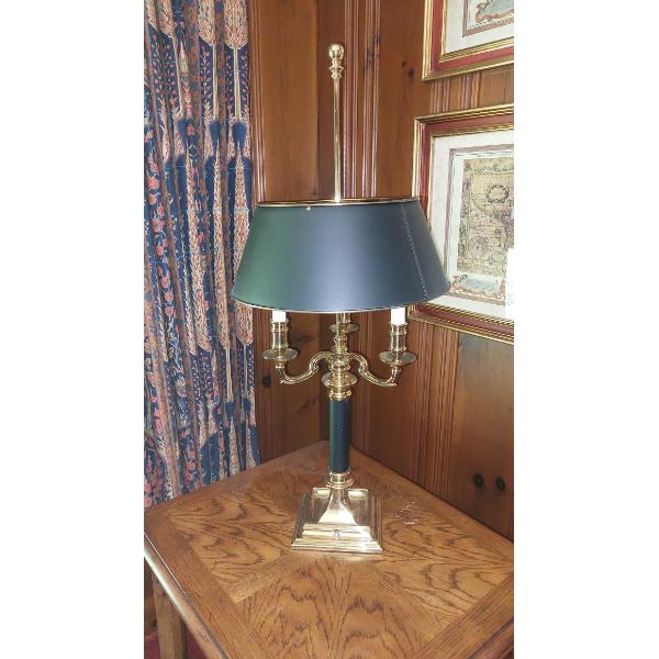 Excellent Brass 3 Light Den Table Lamp - 35" Tall Overall - Nice