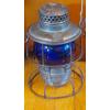Image 2 : 2 Antique Kerosene Lanterns - 9.5" Penn RR w Blue Globe & 15" C T Ham Mfg Co New Rochelle, NY