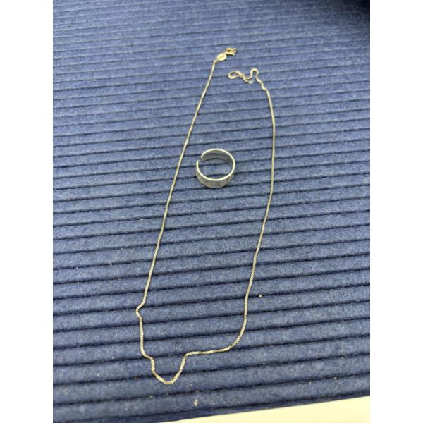 Sterling Ring & Necklace (Clasp Broken)- Ring Size 8 - Weight: 6.4g