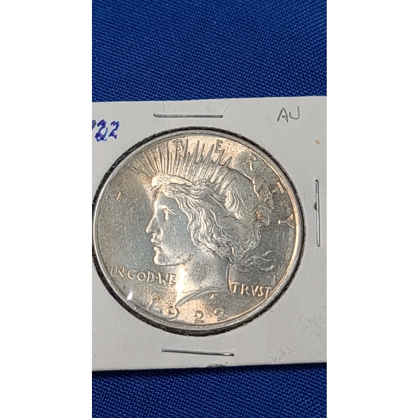 1922 AU 90% Silver Peace Dollar