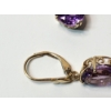 Image 2 : 14K Gold Earrings with Amethyst-Colored Stones Total Weight 3.6g