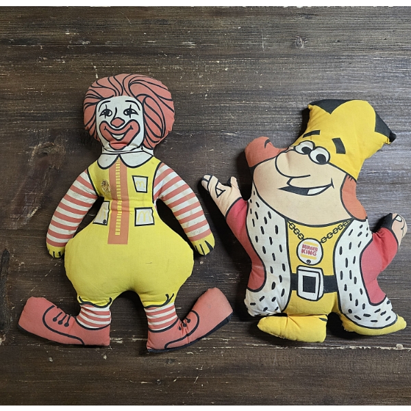 Vintage Ronald McDonald and The Burger King Stuffed Dolls