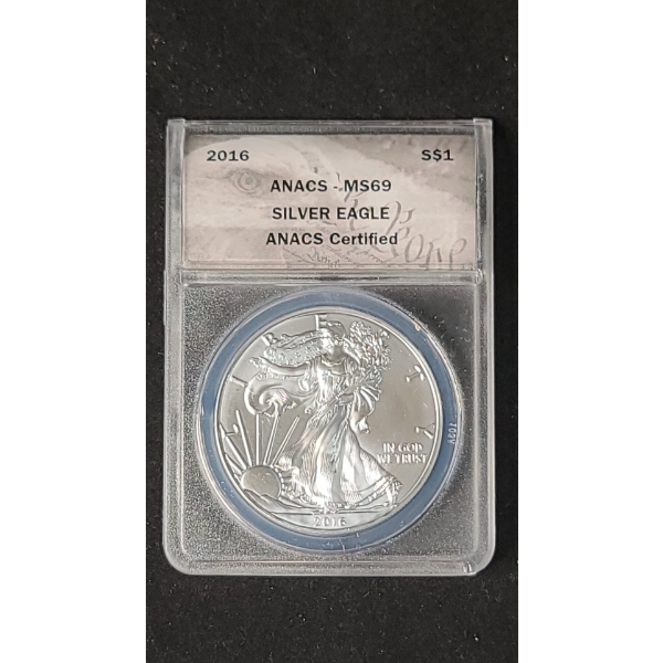 ANACS 2016 MS69 1 oz 999 Fine Silver American Eagle