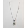 Image 3 : 14K White Gold 16" Necklace with Clear Stone Pendant - Total Weight 6.8g