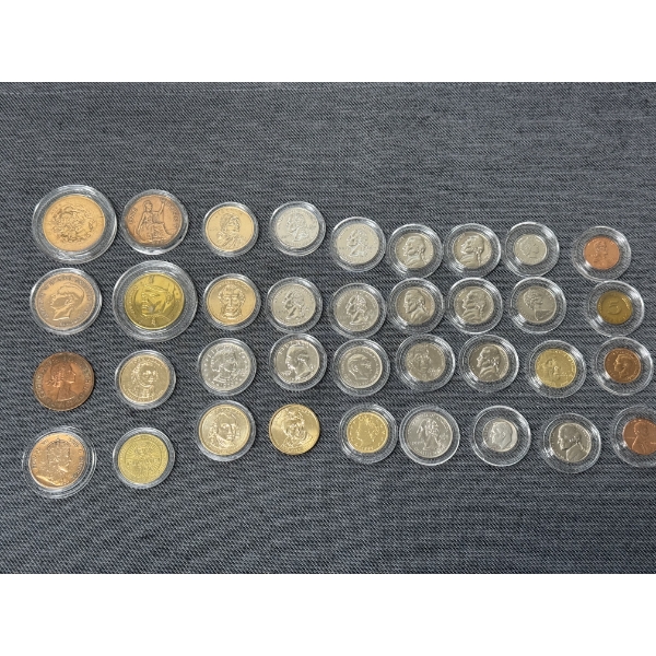 Unique Coin Collection Of Various Sizes And Face Values, 36 Coins - Mint Condition