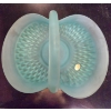 Image 5 : Excellent Condition 13''x9.5'' Vintage Exquisite Indiana Glass Co. Ice Blue Satin Matte Diamond Poin