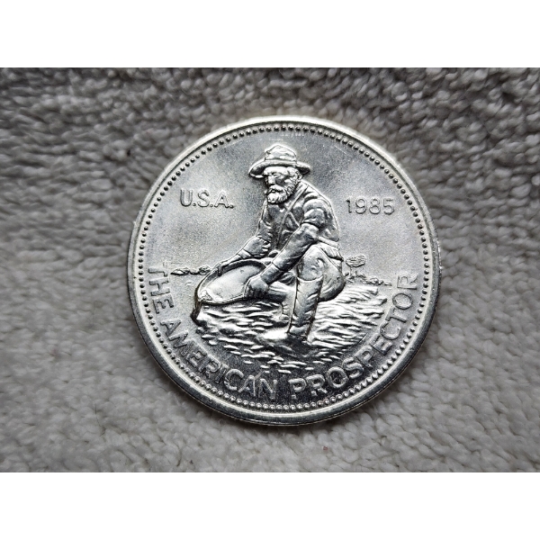1985 Engelhard 1 Troy Oz .999 Fine Silver American Prospector Round 