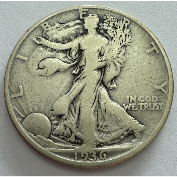 1936-D 90% Silver United States Walking Liberty Half Dollar- Beautiful Condition