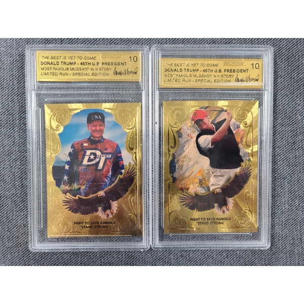 Two Trump 10 2024 Gold Foil Limited Special Edition Cards