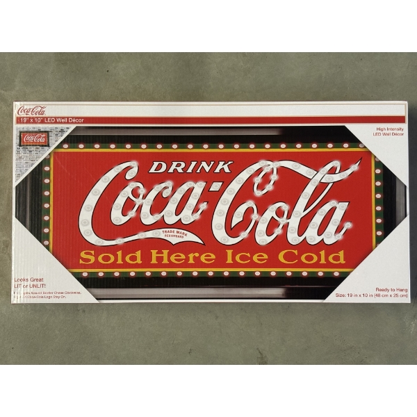 New in Box - 19" x 10" Coca-Cola LED Wall Sign