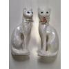 Image 1 : Fantastic Vintage MCM Collectable Pair Of Pearlescent Siamese Cats With Ribbon Collars 