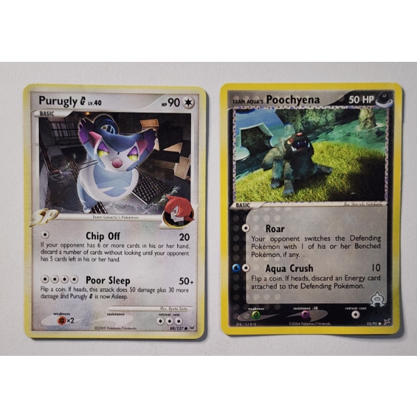 Two Vintage Non Holo Pokemon Trading Cards Ft. Team Galactic & Team Aqua's Pokemon