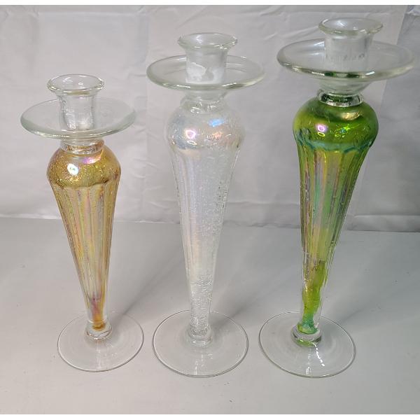 (3) Vintage Blown Glass Candle Holders
