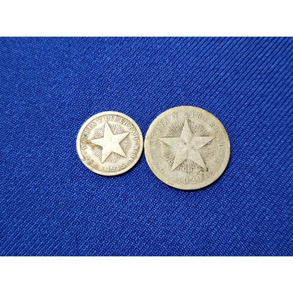 2 Silver Cuba Coins: 1920 20 Centavos ASW: 0.1447oz / 1915 10 Centavos ASW: 0.0723oz