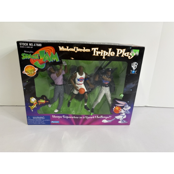 Michael Jordan Triple Play Space Jam WB Toys Figures - Hoops Superstar in 3 Sport Challenges in Seal