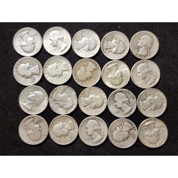$5 Face Value in Assorted 90% Silver Washington Head Quarters 
