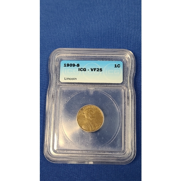 ICG 1909-S VF25 Lincoln Wheat Cent 
