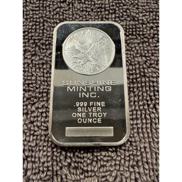 Sunshine Mint .999 Fine Silver One Troy Ounce Bar - Limited Edition Silver Eagle