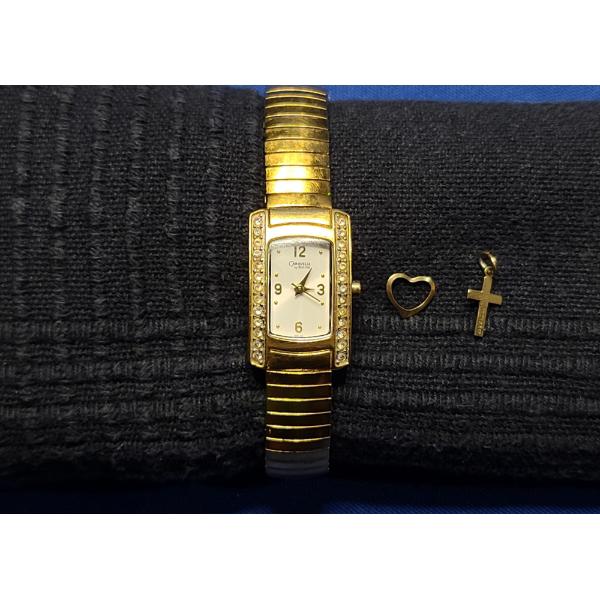 Caravelle by Bulova Women's Crystal Gold-Tone Mesh Wrist Watch Watch & Gold Filled Pendants