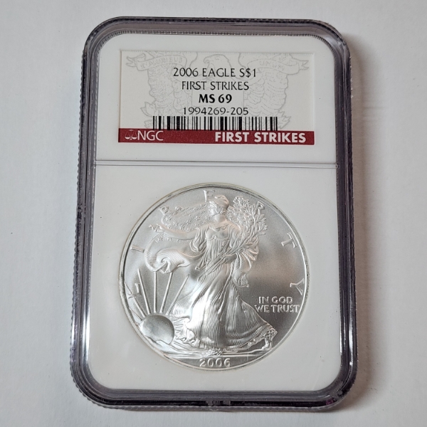 2006 American Silver Eagle $1 First Strikes - 1 oz .999 Fine Silver - Graded by NGC MS 69