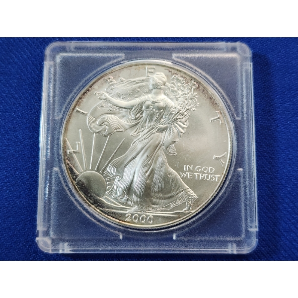2000 Silver American Eagle - 1 Ounce .999 Fine Silver - In Coin Holder