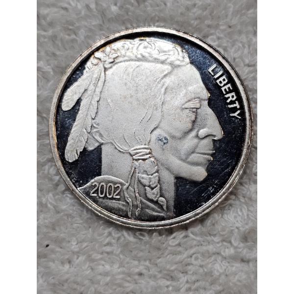 2002 Liberty Indian Head / Buffalo Silver Round .999 Fine Silver