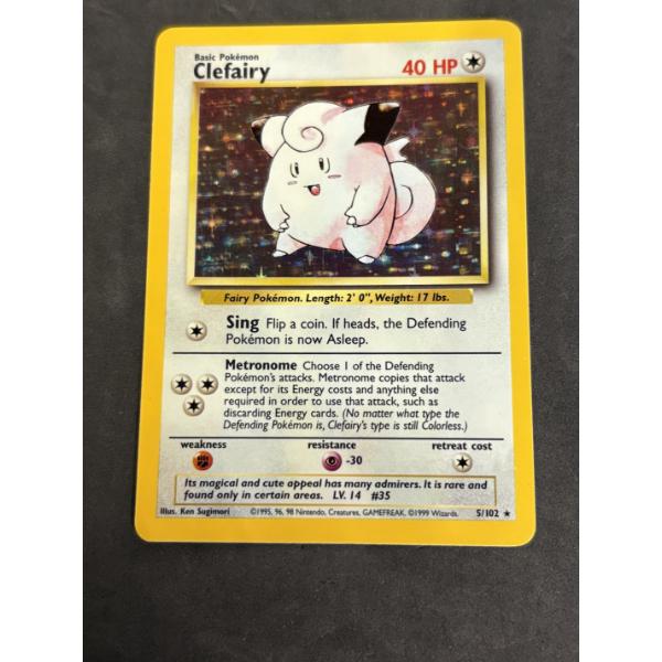 Clefairy 5/102 Rare Holo Pokémon Trading Card - Vintage 1995